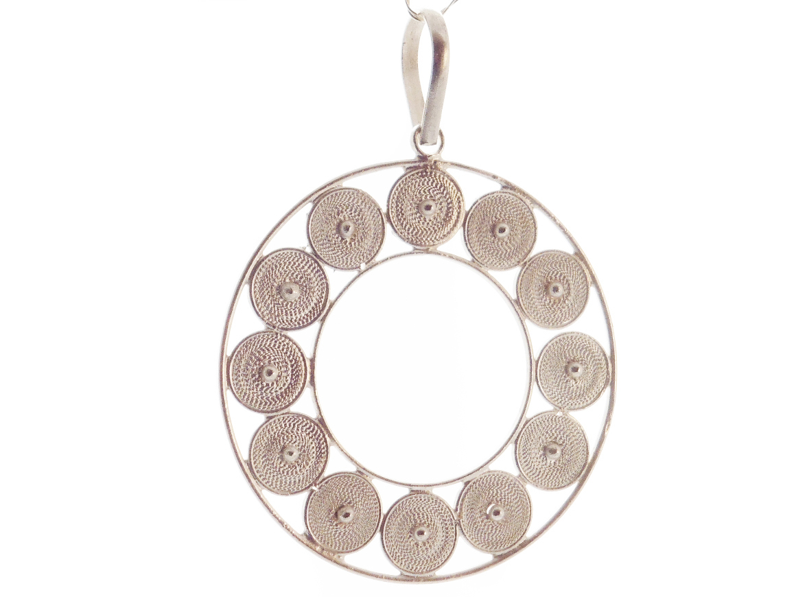 Anhänger Kreis kleine Spiralen Silber